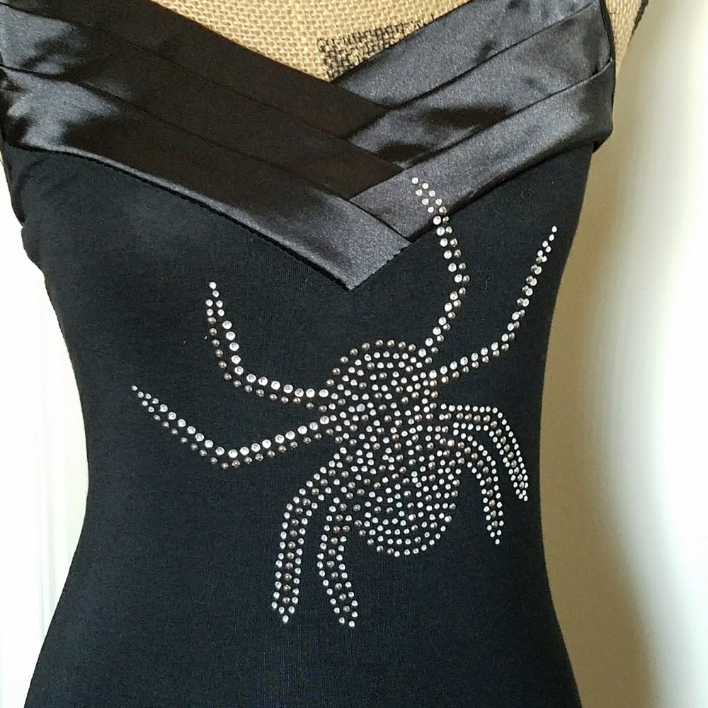 LAST 1 ! -Black cami w/rhinestone spider- size Sml - Picture 4 of 7